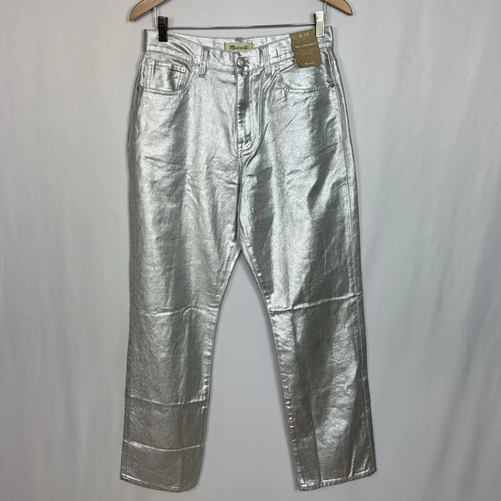 Madewell 90s Straight Jeans Size 29 Silver Metallic Women’s High Rise‎